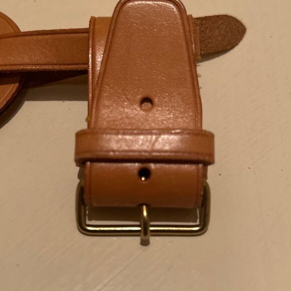 Louis Vuitton Luggage Tag Attachment Belt Cognac Brown Leather Adjustable LV - Picture 4 of 8